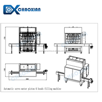 Machine d'embouteillage automatique à têtes multiples 40BPM Bouteilles de 500ml avec bouchon rabattable Remplisseuse de liquide automatique