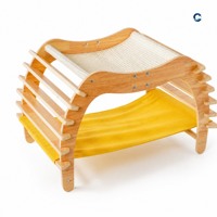 Lit de repos pour chat en bois courbé, 2 en 1 avec griffoir intégré, canapé pour chat
