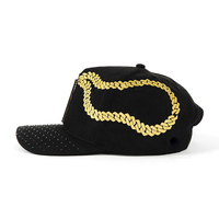 Casquettes de baseball streetwear dorées personnalisées X El Mago avec logo brodé et imprimé, bord incurvé, faible MOQ, OEM
