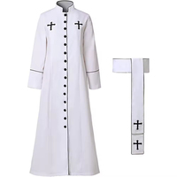 Robe de Soutane Romaine Adulte pour Clergé d'Église, Costume de Prêtre, Toge, Pantalon et Col Droit pour Costumes d'Été, de Noël ou de Films/Séries