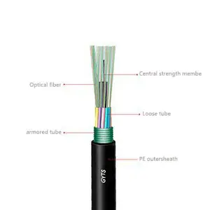 GYTS tek modlu 9/125 fiber optik kablo 9.7mm PE kaplı kablo G652D 4 çekirdekli zırh fiber kablo