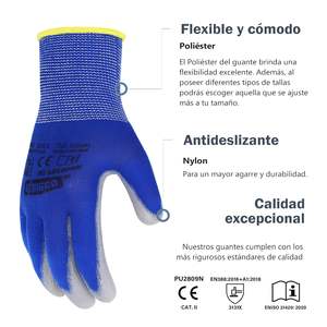 EXBRIECO Profession elle Arbeits handschuhe Konstruktion Abrieb mechanik CAT <span class=keywords><strong>2</strong></span> Mehrzweck schutz Nylon Polyurethan beständig - Product Image 2