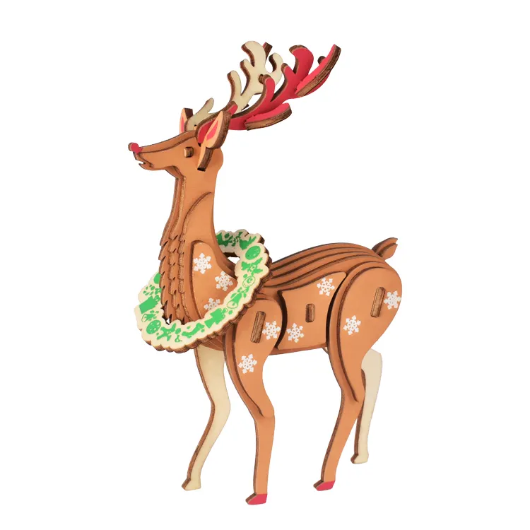 New-Land 2019 New Wooden Puzzles 3D Toys for Christmas of the Xmas Reindeer