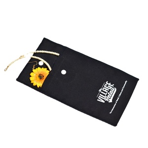 Custom Logo Printed Black Cotton Linen Canvas <b>Envelope</b> Dust Pouch Jewelry Packing with Divider - Product Image 6