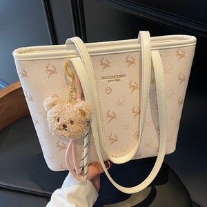 Bolso Tote de Gran Capacidad para Mujer, Nuevo Estilo Moderno, con Estampado de Grupo Pequeño, Bolso de Hombro Casual Simple, Estilo Personalizado - Product Image 1
