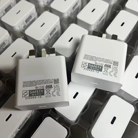 Chargeur USB-C Super Rapide 25W OEM avec Câble C vers C, Faible Consommation en Veille, 2-en-1 pour Galaxy S22 S23 S24 A54, Blanc (Vente au Détail)