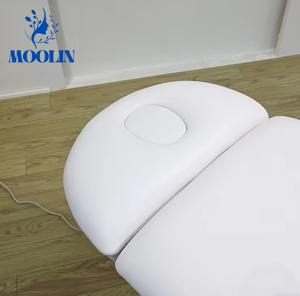 Lit de <span class=keywords><strong>massage</strong></span> électrique de luxe blanc en métal à 3 moteurs hydrauliques avec éclairage pour salon de beauté, hôtel et salle de sport - Product Image 4
