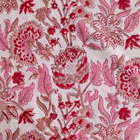 Nappe rectangulaire en coton pur 140*220cm, imprimé floral rouge rose, style botanique vintage, pour table à manger