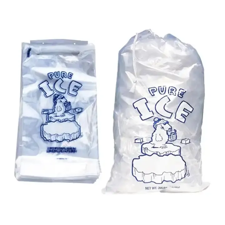 Polietilen buz küpü depolama ambalaj çanta Ldpe baskı plastik buz torbaları temizle 5KG