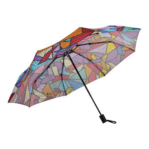Parapluie de voyage compact à 3 plis manuel à ouverture et fermeture personnalisé en gros avec impression complète Style de conception classique - Product Image 1