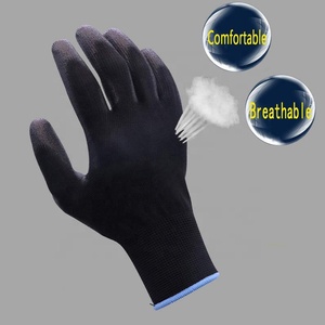 Guantes de seguridad para hombre y mujer, manoplas finas y transpirables con agarre ligero, de poliuretano negro, con revestimiento - Product Image 4