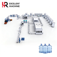 Usine d'embouteillage d'eau intégrée de 5 gallons, 600 BPH, machine de décapsulage, lavage, remplissage et bouchage de bouteilles de 20 L pour eau pure