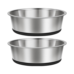 Mangkuk anjing Set mangkuk baja tahan karat silikon antiselip dasar karat tempat makan hewan peliharaan mangkuk tahan piring logam tebal untuk anjing Besar Sedang - Product Image 6