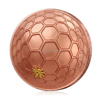 Pièce de monnaie en cuivre plaqué or 999 de 1 oz, motif abeille, en relief, colorée, commémorative
