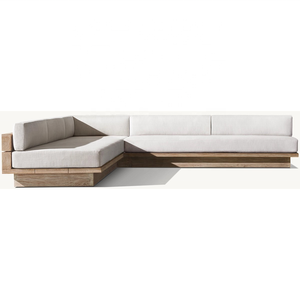 Ensemble de canapé modulaire en <span class=keywords><strong>L</strong></span> 2026, construction en teck moderne, utilisation en extérieur, hôtel, tous climats - Product Image 1