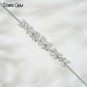 Starsgem 18K oro blanco 2.4ct 3*6mm corte Marquesa DEF VS VVS laboratorio cultivado diamante pulsera de lujo brazaletes regalo joyería fina Unisex - Product Image 2