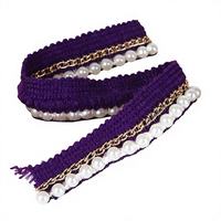 Fournisseur direct d'usine, en stock : Bordure en dentelle tricotée à perles et chaînes simples, disponible en plusieurs matériaux, idéale pour les projets de confection de vêtements DIY