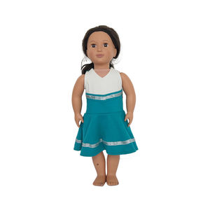 Venta al por mayor último 18 pulgadas American Doll Girl vestido sin mangas de alta calidad impreso <span class=keywords><strong>animadora</strong></span> <span class=keywords><strong>disfraz</strong></span> para ropa de muñeca - Product Image 1