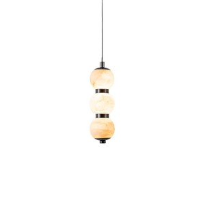 Lámpara colgante minimalista de mármol natural de 3 globos, moderna, para dormitorio, mesita de noche - Product Image 4