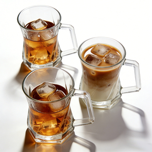 Expédition immédiate, tasse en verre sans plomb de 250 ml, pour la maison, le bar, le restaurant, grande capacité, eau, lait, jus, bière, tasse en verre moderne avec poignée - Product Image 6