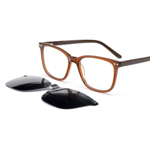Occhiali con Clip Magnetica in Acetato, Stile Quadrato, Lenti Sfumate Personalizzabili, Produttore OEM ODM - Product Image 3