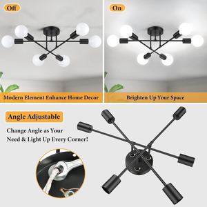 Minimalist <strong>LED</strong> Ceiling <strong>Light</strong> 6-heads Chandelier Gold Finish Shadeless E26 Base Indoor Decor Lighting for Living Room <strong>Hallway</strong> - Product Image 3