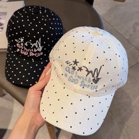 Casquette de baseball unisexe en coton 100% style coréen à pois brodés, tendance, polyvalente et amincissante pour le visage