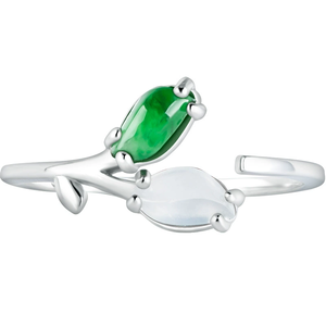 Natural Myanmar genuine jadeite oval-shaped <b>ring</b>, icy-grade jade, S925 <b>silver</b> set on finger, women's style, <b>adjustable</b> design - Product Image 5