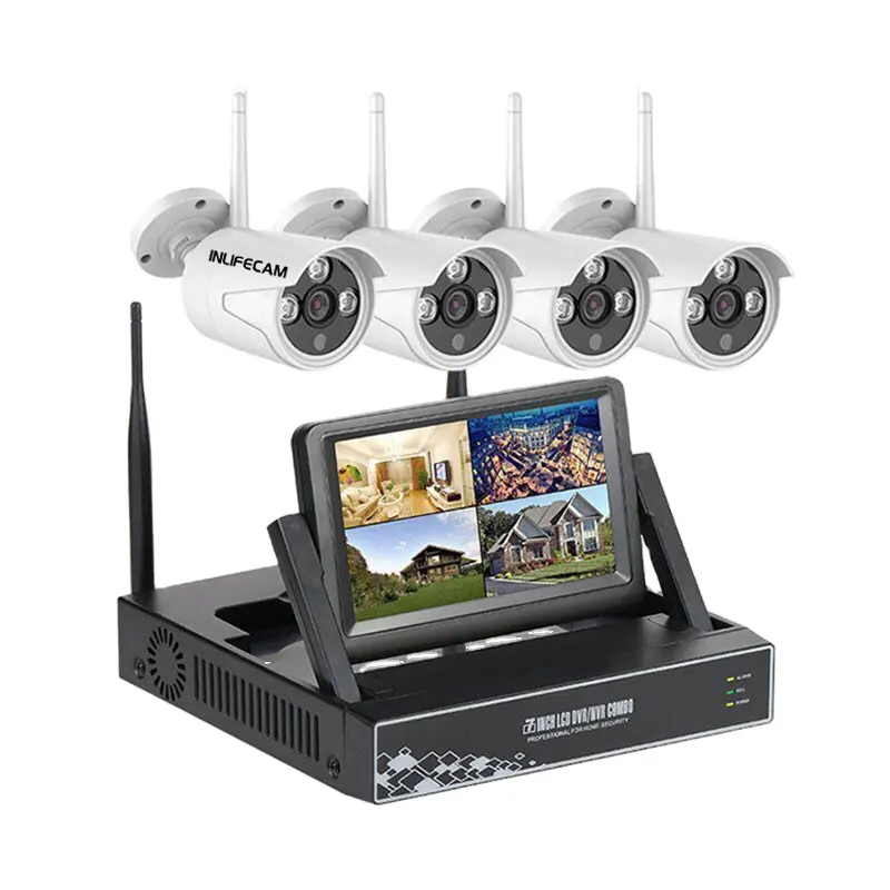 7 Inch Monitor CCTV Wifi System Two Way Audio Waterproof PTZ WIFI IP Security Camera 2MP 4CH NVR Video Surveillance Kit