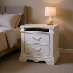 Mesita de Noche Blanca de 3 Cajones con Cajón Superior Oculto, Mueble Elegante para Dormitorio - Product Image 2