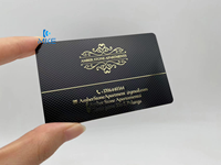 Tarjetas de metal de acero inoxidable para miembros, tarjetas de metal para negocios con código QR dorado y negro