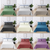 Ensemble de draps et taies d'oreiller doubles en tissu respirant, doux pour la peau, couleur unie, pour la maison, l'hôtel, la chambre à coucher