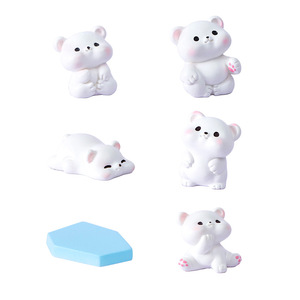 Figurine en résine d'ours polaire mignon de dessin animé, mini ornement de bureau, décoration intérieure, finition mate, utilisation en intérieur - Product Image 1