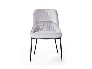 Nuovo design elegante sedia da pranzo imbottita in <span class=keywords><strong>tessuto</strong></span> grigio confortevole con gamba in metallo - Product Image 4