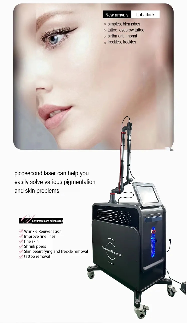 2023 Professional High Tech 532nm 755nm 1064nm Facial Rejuvenation Permanent Tattoo Removal Nd Yag Laser Machine