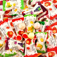 Bonbons au lait doux en vrac délicieux, collation pour enfants, saveur de fruits, centre de confiture, boules de lait moelleuses, bonbons gélifiés enrobés de croûtes croustillantes