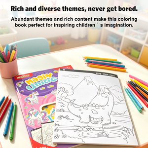 Libro <span class=keywords><strong>para</strong></span> <span class=keywords><strong>Colorear</strong></span> Keybaby de 20 Páginas con <span class=keywords><strong>Dibujos</strong></span> <span class=keywords><strong>para</strong></span> Niños y Pegatinas de Unicornio y Dinosaurio, Juguete de Viaje <span class=keywords><strong>para</strong></span> Niños Pequeños, Diversión Garantizada - Product Image 3