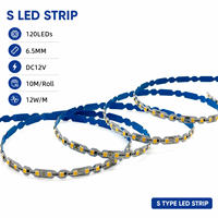 Promo Panas DC12V 120 LED SMD2835 Kualitas Tinggi 6.5MM 12W/M Zigzag Fleksibel Bentuk Z LED Strip