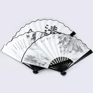 Éventail pliant en bambou blanc peint, vierge, pour invitation de mariage, écologique, avec logo personnalisé, pour cadeaux de mariage - Product Image 5