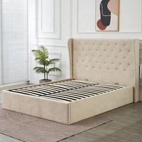 Ensembles de chambre à coucher d'usine base de lit Queen beige tiroirs tête de lit tufté cadre de plate-forme lit Double matelas meubles de maison
