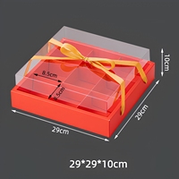 Boîte pliante carrée en carton blanc avec couvercle transparent à 9 trous pour gâteaux, mousses et desserts – Personnalisable pour les fêtes