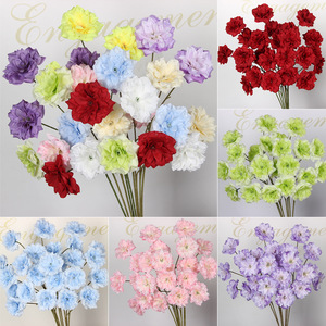 ดอกกุหลาบคาดินประดิษฐ์ 3 หัว สีม่วง สำหรับตกแต่งงานแต่งงาน ก้านเดี่ยว ทำจากพลาสติกและผ้า - Product Image 5