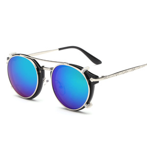 Unisex Metal Frame Sunglasses With <b>Clear</b> <b>Lens</b> UV400 Protection Round Style For <b>Men</b> Women - Product Image 4