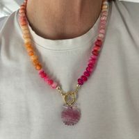 Collier d'été fait main Dopamine, pendentif perlé coloré sur perles de pierre, plaqué or, recommandé par les blogueuses