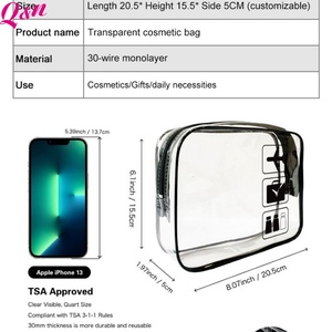 Wholesale Eco-Friendly Fashion Clear PVC Zipper <b>Foldable</b> Handled Portable Cosmetic Bag Waterproof Custom Logo for Office School - Product Image 2