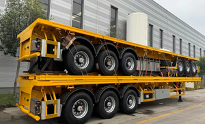 Nuevo semirremolque, chasis de contenedor de 40 pies, <span class=keywords><strong>remolque</strong></span> de tres ejes de cama plana de <span class=keywords><strong>segunda</strong></span> <span class=keywords><strong>mano</strong></span> para uso de contenedores de camiones - Product Image 5