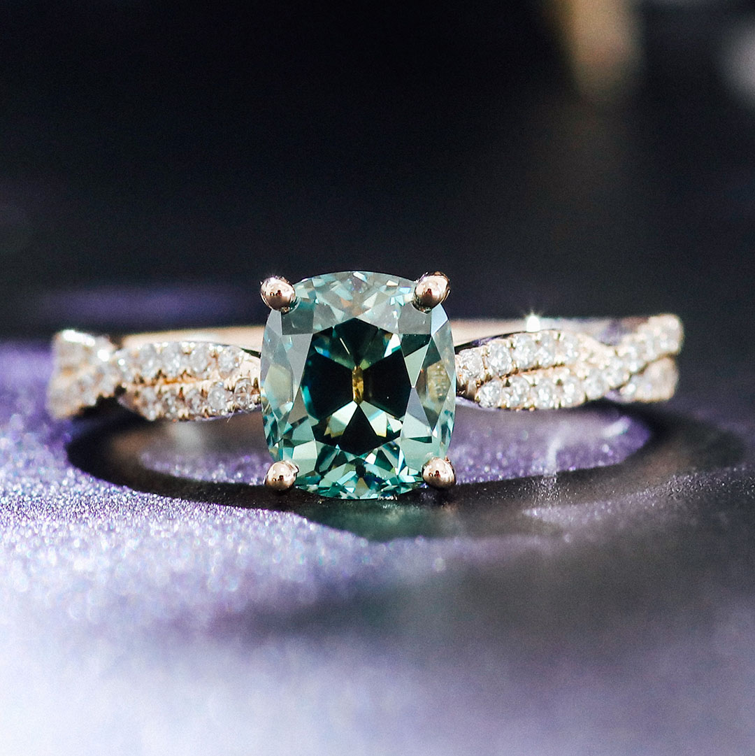 Bague moissanite en or massif 18 carats véritable