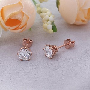 18K 14K 10K Rose Gold 1.6ct DEF VVS Moissanite <b>Fine</b> <b>Earrings</b> Flower Design Womens <b>Earrings</b> <b>Stud</b> Daily Wear Round Brilliant Cut - Product Image 2