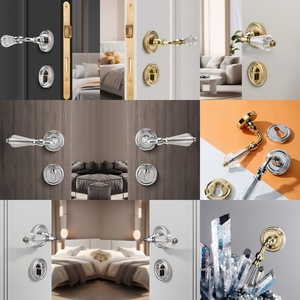 Pháp-phong cách hiện đại kem vàng nội thất cửa xử lý với thanh lịch kẽm pha lê im lặng từ khóa cơ chế cho phòng ngủ - Product Image 2