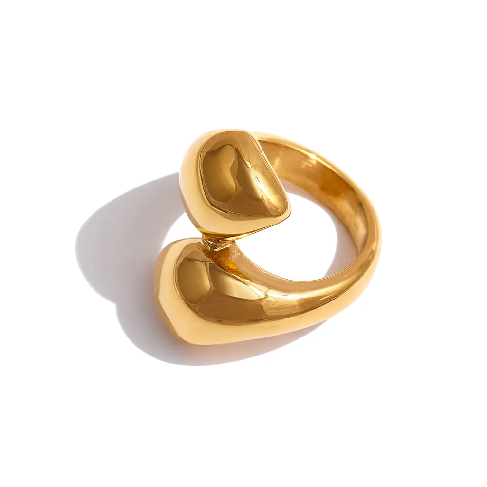 JINYOU 686 Statement Metal Texture 18K Gold Plated Ring Waterproof Jewelry Stainless Steel Snake Ring